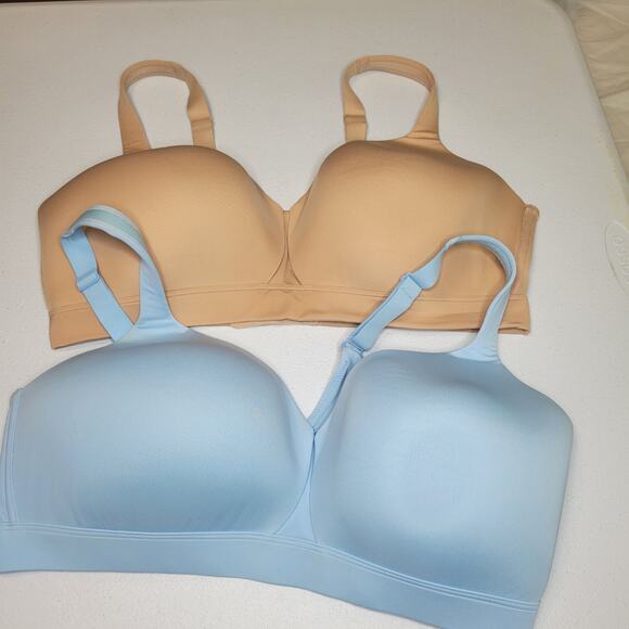 Lot of 2 Duluth Trading Armachillo Teeluxe Bra 40DD Wireless Blue & Beige - Picture 1 of 4
